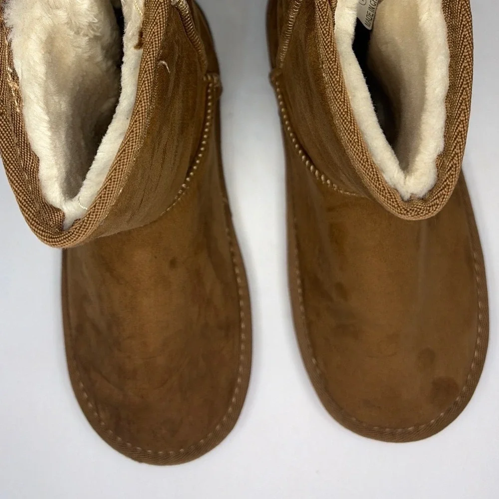 UGG Australia Classic Mid Calf Boots Camel Brown Faux Shearling Lined Size 7